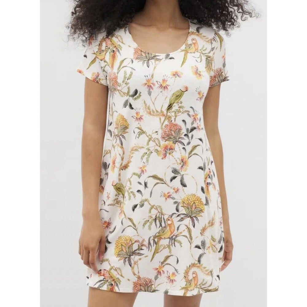 SOMA COOL NIGHTS SLEEPSHIRT Parrot Floral Bird Lover Gift Size Large Nightgown
